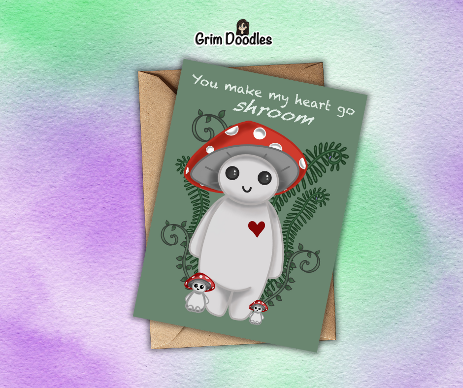 Mushroom Pun Greetings Card Set Of X4 : A6 Glossy Greetings Cards